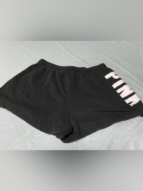 PINK Victoria's Secret Black Athletic Lounge Shorts with Pink Logo